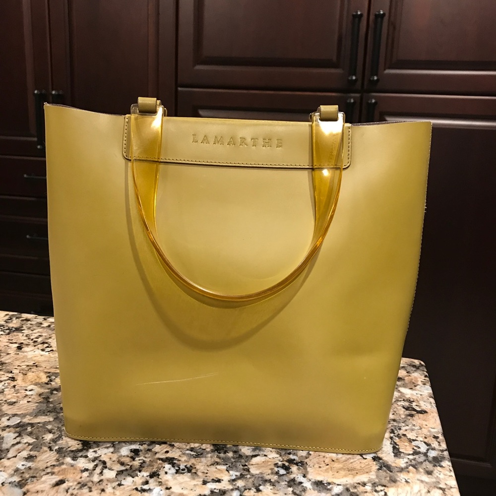 Lamarthe leather handbag with lucite handles